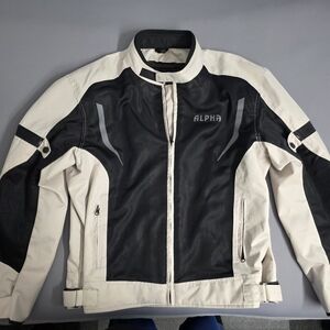 Mens Off White And Black Motorcycle Jacket
